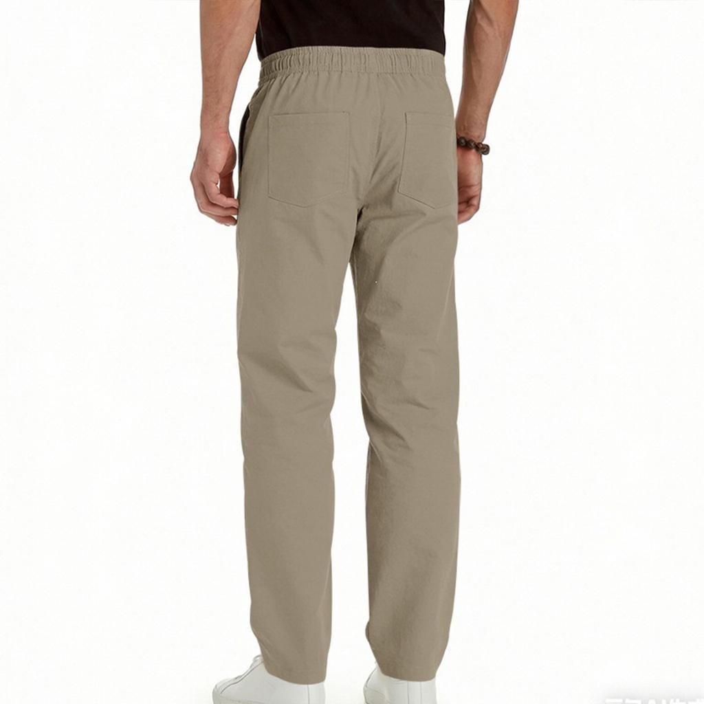 Men's Cotton-Linen Summer Straight-Leg -Color Casual Trousers