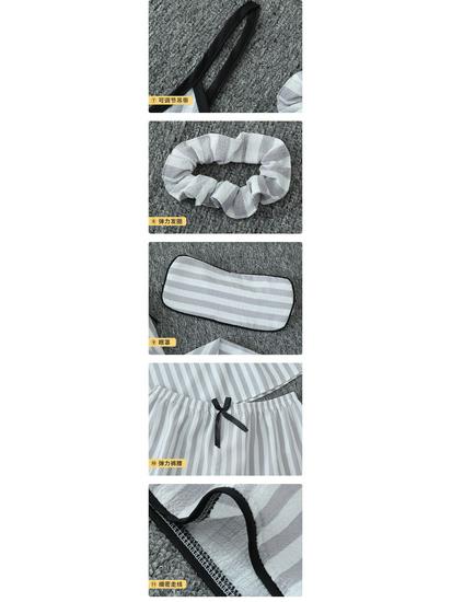Parent-Child Matching Cotton Pajamas Set - Women's Tank Top & Shorts with Children's 7-Piece Homewear.