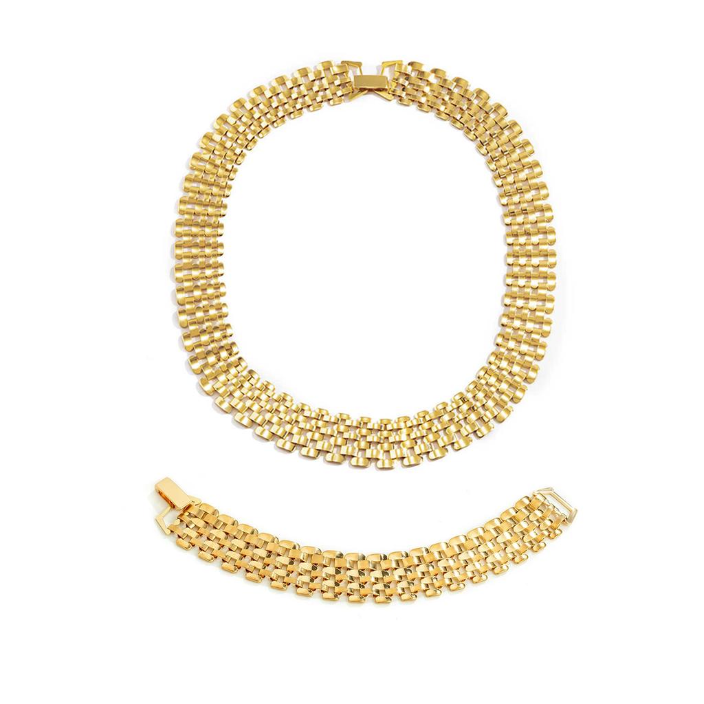IngeSight.Z Vintage Multi Row Chunky Thick Wide Choker Necklaces Collar Gold Color Chain Clavicle Necklaces for Women Jewelry