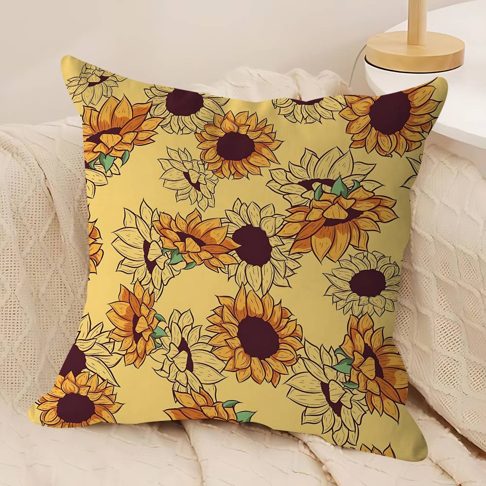 Art Sunflower Pillow Anime Pillow Sofa Bed Head Pillow Cover Cushion Cover 45x45 Cm Fashion
