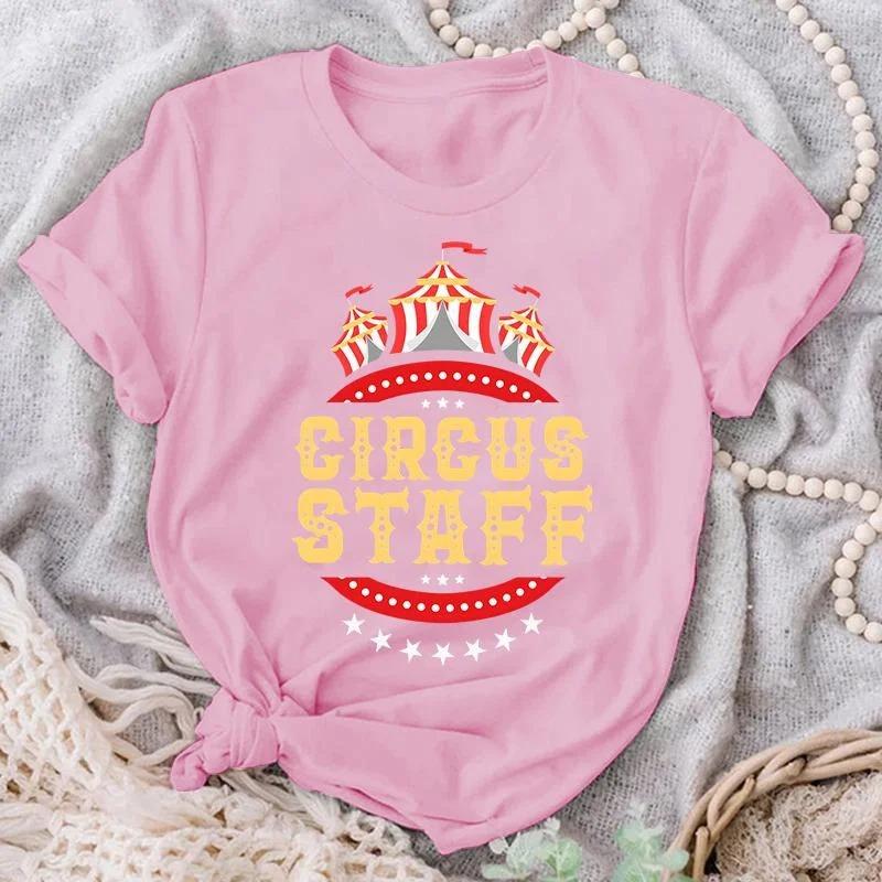 2026 Circus Staff Print Tshirt Summer Casual Short Sleeve Tee Fashion Loose T Shirts Hip Hop Streetwear Oversized Tshirt Short Sleeve Casual Clothing