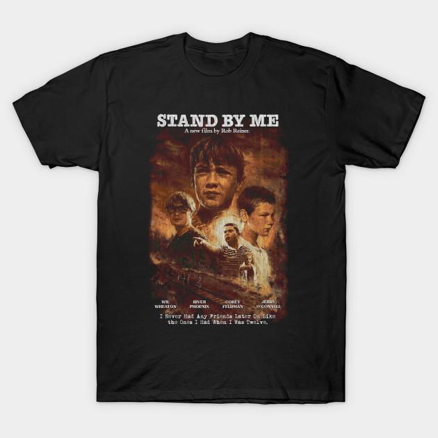 Men Black Print T-shirt Stand By Me, 80S, Cult Classic No-Cut Transfer Paper Print Cotton Tshirt L чёрный
