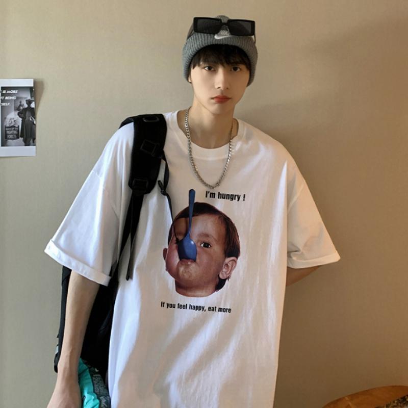 

M-5XL мужские футболки с коротким рукавом с буквенным графическим принтом, повседневная футболка для мужчин, топы с круглым вырезом в стиле ретро для 5XL белый