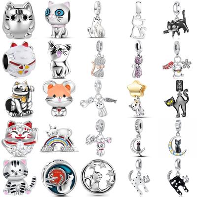 New Copper Cute Maneki Neko Fish Pendant Trinket Bead Fit Original Charms Bracelet Jewerly Accessories