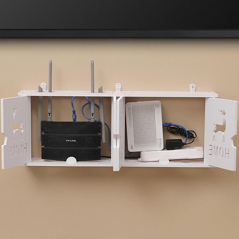 Scaffale da Parete Creativo Senza Foratura Scatola Porta Router Wifi Wireless Grande Staffa da Parete per Prese Organizer per Cavi
