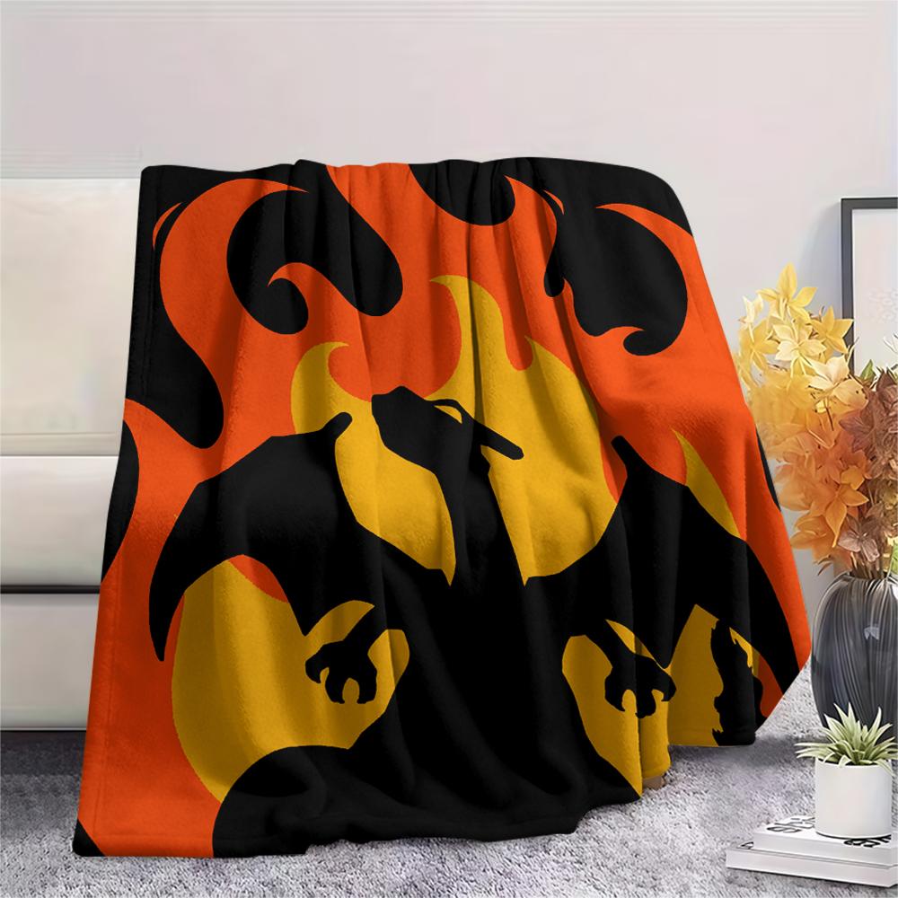 Charmander pattern Flannel Blanket, High quality Comfortable for All Seasons, Home Decor, Warmth and Comfort, Perfect for Gifts.