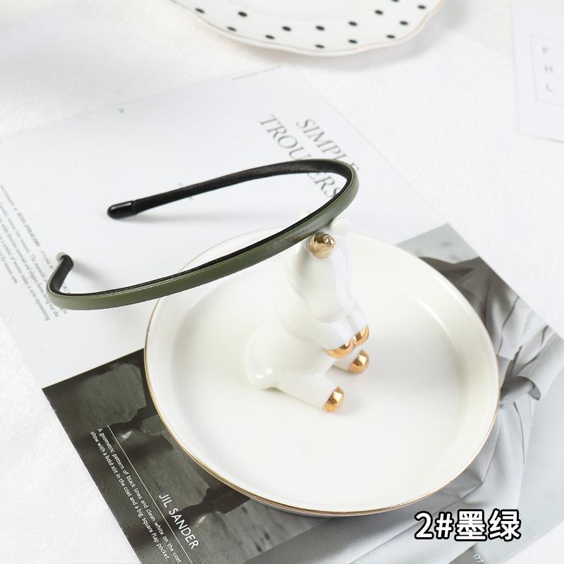 Neue Damen Vintage PU Leder Einfache Dünne Haarbänder Schlichte Handgemachte Einfarbige Stirnbänder Wasch-Stirnbänder Elegante Haarreife