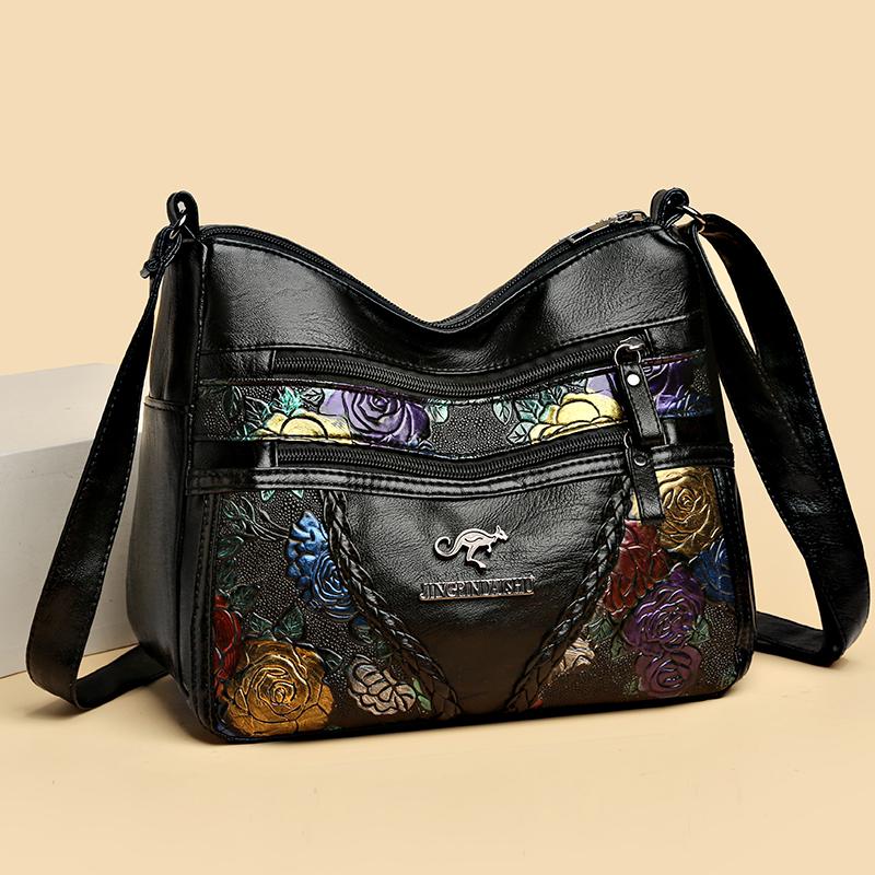 Mother Bag Dámská měkká kožená taška přes rameno s potiskem pro vícekapesní tašky pro střední a starší osoby