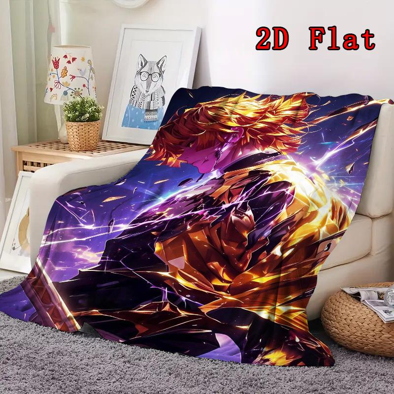Demon Slayer: Kimetsu no Yaiba 2D Flat Pattern Flannel Blanket High quality All Seasons Warmth and Comfort Perfect for Christmas Gifts.SMT0917220