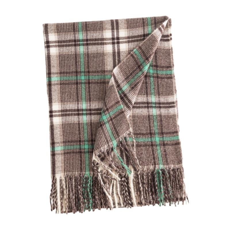 Elegant Plaid Scarf Women's Winter New Fashion Commuter Neck Protection Cold Imitation Cashmere Scarf Warm Shawl