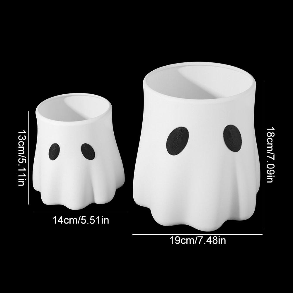 Durable Plastic Halloween Ghost Bucket Versatile Piece Candy Bowl Ghost Planter  Halloween Decor