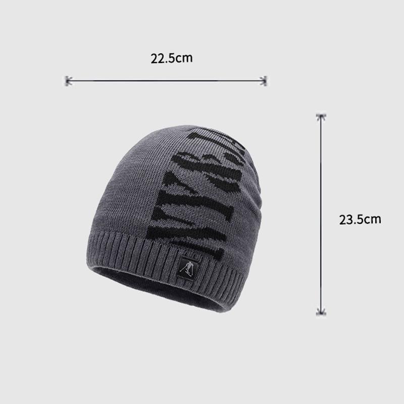 Winter Herren Kaschmir Mütze Warme Wollmütze Buchstaben Outdoor Strickmütze