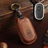 Leather Key Cover Is Suitable for Sanyang SYM Motorcycle Remote Control Key Protection Bag, Genuine Leather Is Purely Handmade and Retro.
