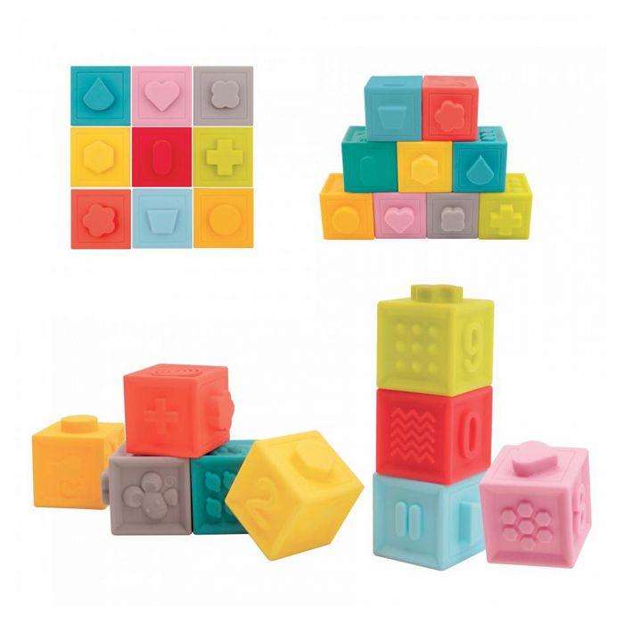 Jeu de construction - ludi - cubes sensoriels emboîtables - bébé - multicolore - 9 pièces