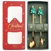 2Pcs Christmas Theme Dinnerware Set with Gift Box Elk Deer Christmas Hat Tree Fork Spoon Cutlery Set Stainless Steel Tableware