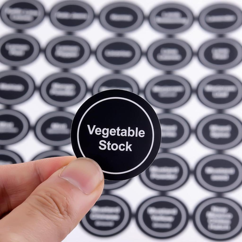 Savita 432 Pack Pre-Printed 1.4" Round Spice Jar Labels Seasoning Labels for Spice Rack (Black)
