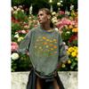 Frische Aquarell-Ringelblumen-Druck Damen Y2K Gewaschenes T-Shirt Übergroßes Baumwoll-T-Shirt Atmungsaktiv Sommer Frau Unisex