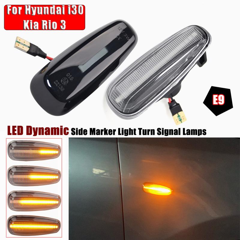 2pcs LED Dynamic Side Marker Light Arrow Turn Signal Blinker Lamp For Kia Pro Ceed Estate Rio 3 Hyundai Elantra I30 Azera Avante