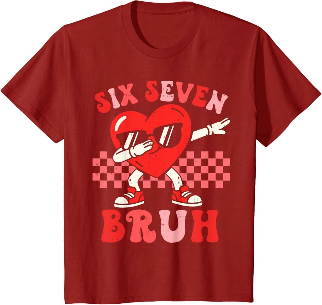 2026 New Six Seven Meme Cool Valentines Day TShirt Mens and Womens Pure Cotton TShirt Fashion Casual Couples Clothing