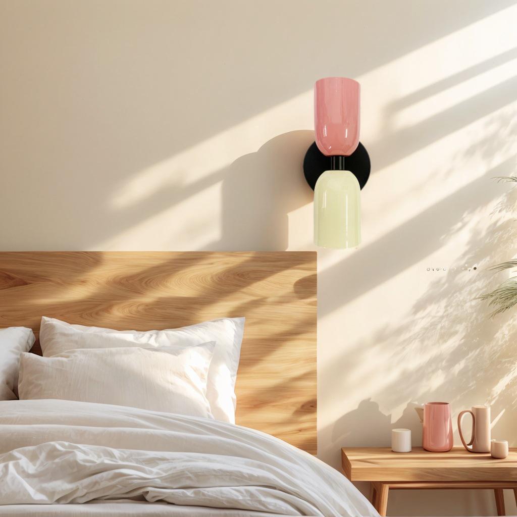French Nordic Cream Double Head Wall Lamp for Bedroom & Dining Room