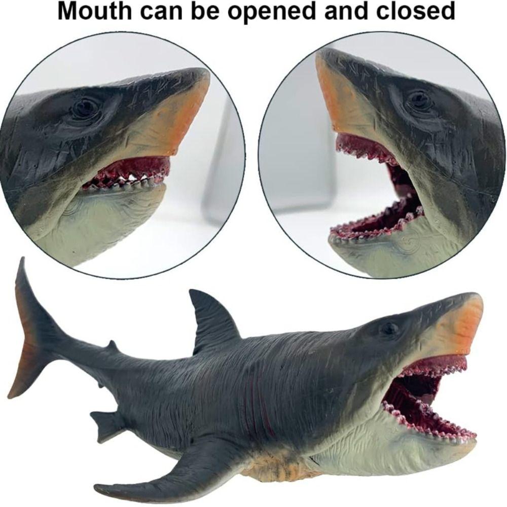 Movable Jaw Megalodon Action Figure Simulation Big Shark Figure Ocean Animals Model  Birthday Gift
