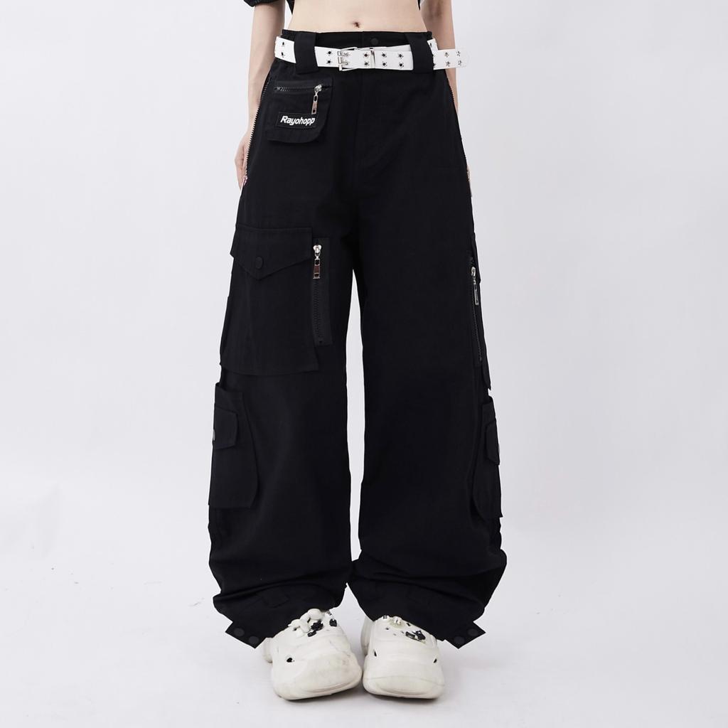 Women's Oversize High Waist Baggy Trousers Pink Cargo Pants Vintage Harajuku Y2k Aesthetic Loose Parachute Pants