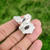 Gift For Women Statement Flower Adjustable Ring 925 Silver Natural Black Rutile