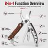 Multi-functional folding garden pruning shears, 8-in-1 stainless steel gardening tool, portable cutter.