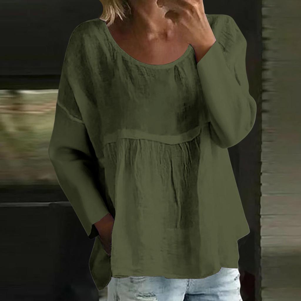 Women's Casual Fashion Loose Round Neck Floral Print Long Sleeve Top