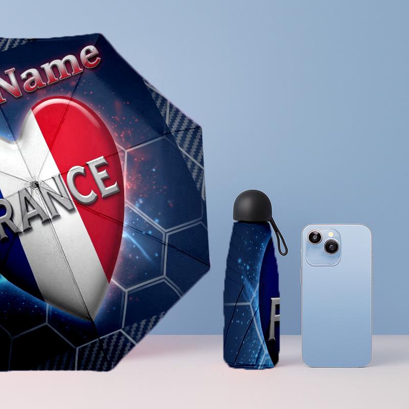 France National Football Team Manual Five Fold 8 Rib Umbrella Support Custom Text, Lightweight Travel Umbrella