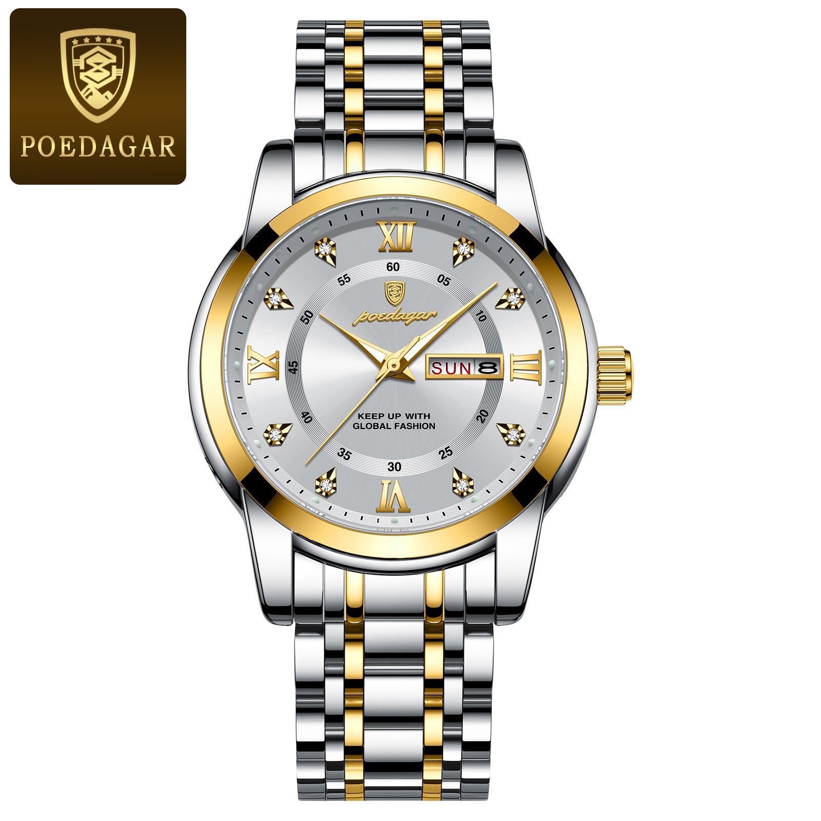 936 Fashion Casual Men Watch Waterproof Luminous Quartz Watches Stainless Steel Strap Calendar Watch for Men 936