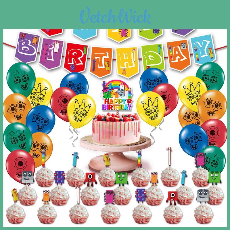 Delightful Numberblocks Theme Balloon Pull Flag Set For Festive Birthday Celebrations