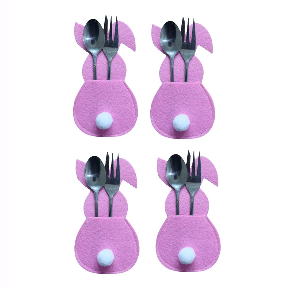 16Pcs Easter Bunny Cutlery Bags Rabbit Flatware Holder Tableware Utensil Storage Bags for Home