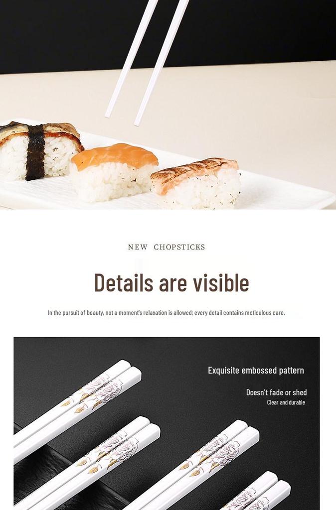 Anti-Slip Ceramic Chopsticks, Mold-Resistant, Easy to Clean, High Temp Resistant, Chinese Style, 10 Pairs