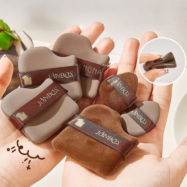 Nreain - Set of 6: Powder Puff (Various Designs) Chocolate