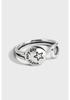 Women's High-end European Style Aged Blackened S925 Sterling Silver Ring with Retro Thai Letter Design