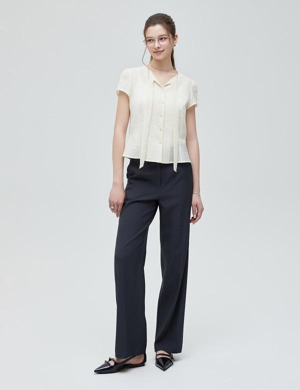 ROEM Linen-Like Semi-Wide Slacks Rmtwg24R11