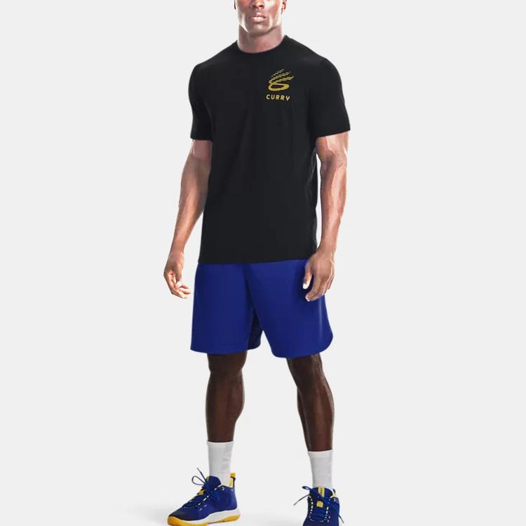 Under Armour Curry Series Regular Shoulder Casual Sports Solid Color Round Neck Pullover Breathable Short Sleeve T-Shirt Men Tops Black 1366604-001