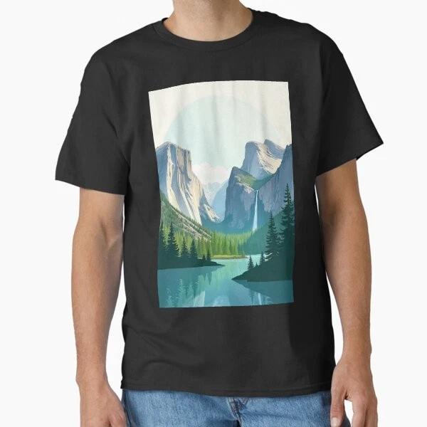 Yosemite National Park Watercolor Illustration C Made In UsaAus TShirt S2xl