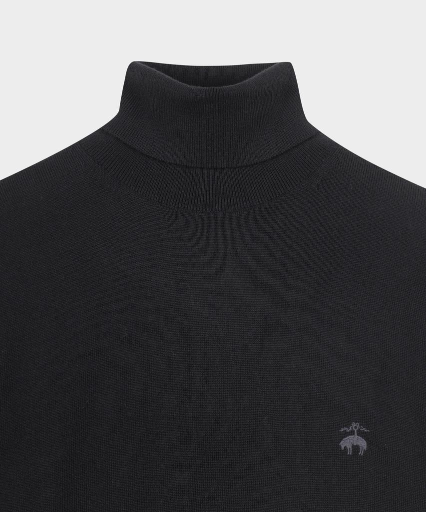BROOKS BROTHERS Merino Wool Logo Turtleneck Sweater (Black) (Bbwumnf301)