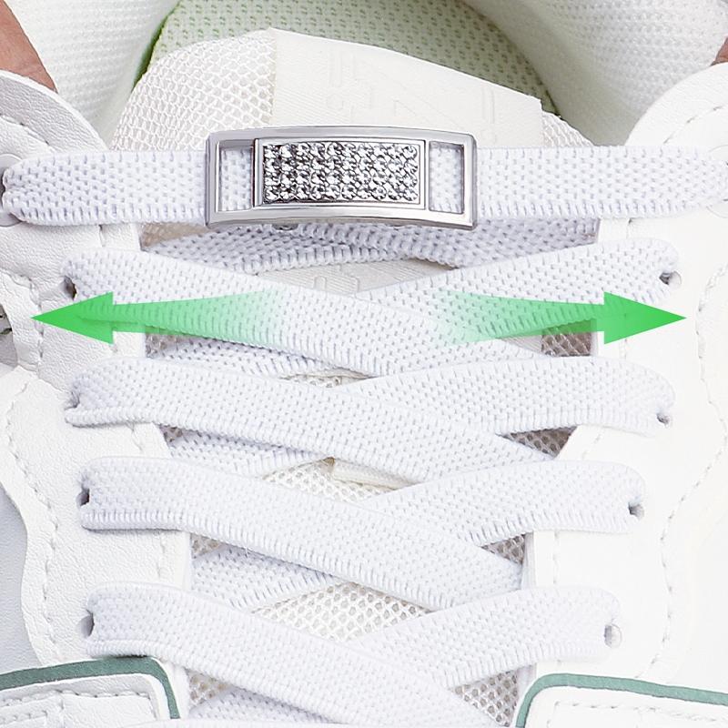 1 Paar Elastische Schnürsenkel Turnschuhe Ohne Binden Schnürsenkel Diamantverschluss Schnürsenkel Ohne Binden Kinder Erwachsener 0,8 cm Flacher Schnürsenkel für Schuhe