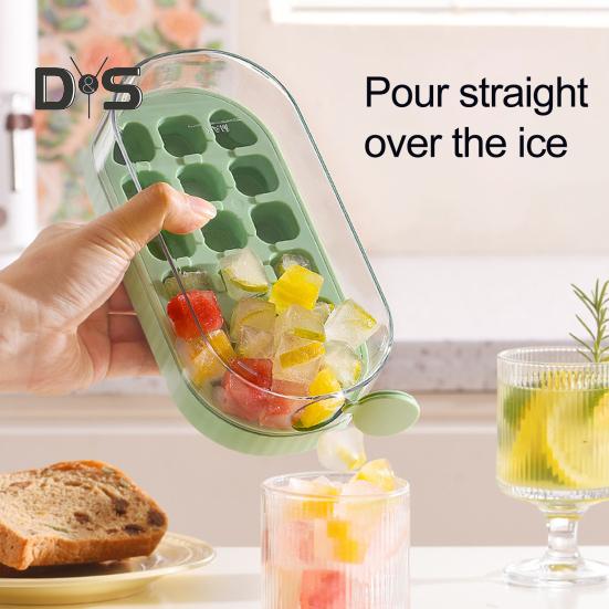 Eiswürfelschale für Wasserflaschen mit Strohhalm, Ein-Klick-Entriegelung, 2-in-1-Eiswürfelform und Wasserkocher, tragbare Wasserflasche, vertikale Eiswürfelschale für den Gefrierschrank