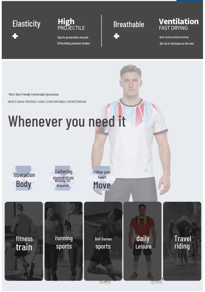 Adult Football Kit: Quick-Drying, Moisture-Wicking, Fast-Drying Short Sleeve Sportswear