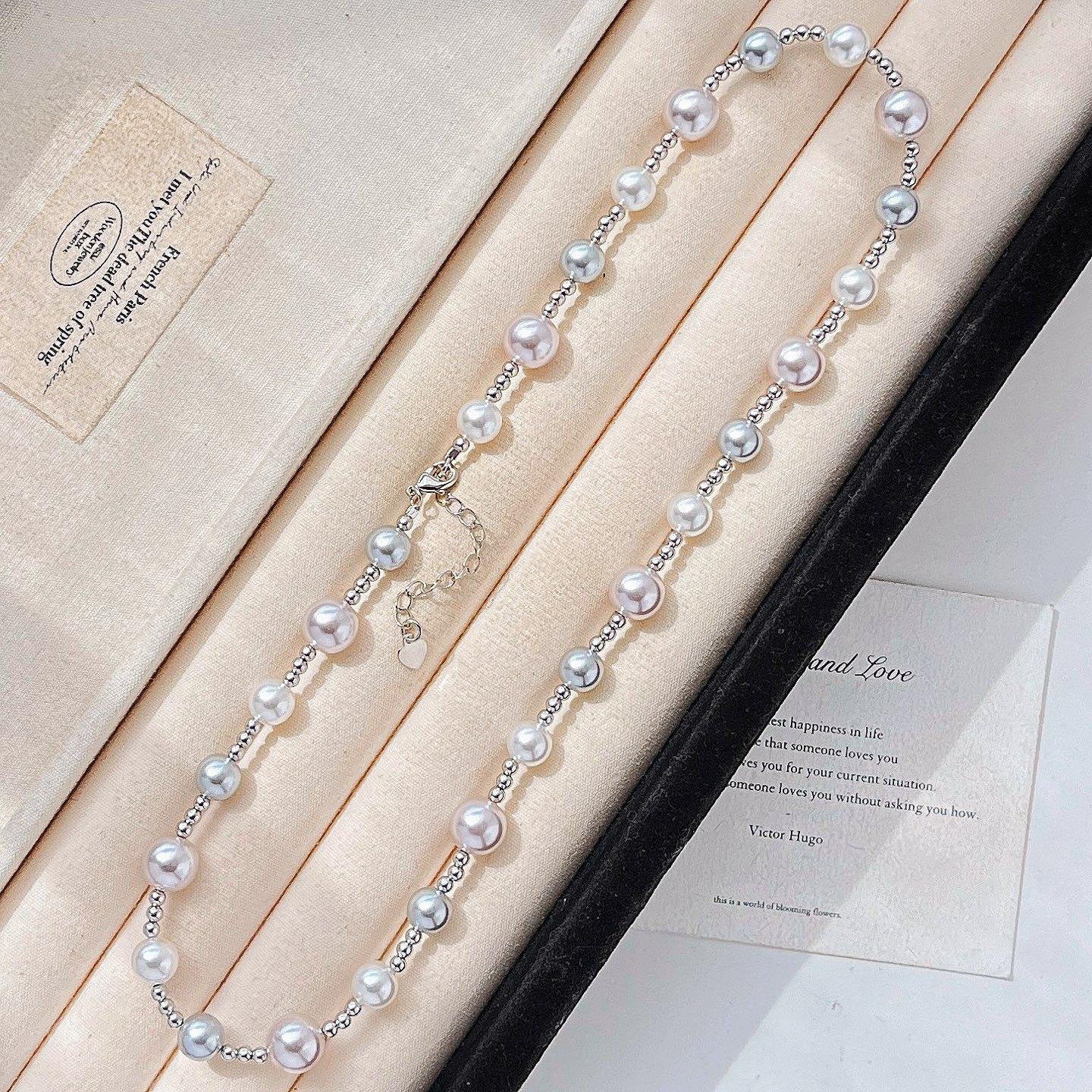 

Autumn And Winter Retro Highlight Design Sense Shijia Artificial Crystal Pearl Collarbone Chain Necklace Women