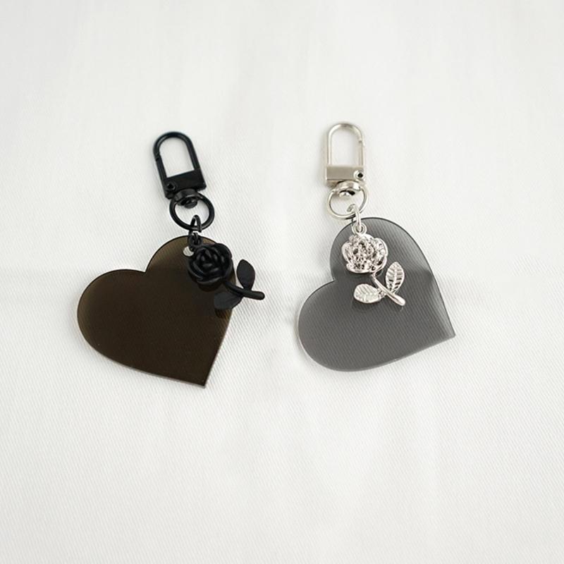 Heart Rose Keychain Car Decors Accessory Fashion Bag Pendant Unisex Key Holder Car Decorative Charm Suitable for Key Bag