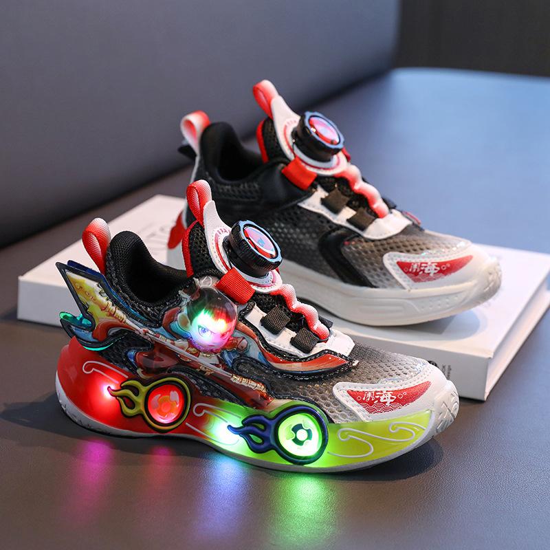 Boys' sneakers, new spring and autumn children's cartoon shoes, soft-soled fashionable running shoes for little boys, dad shoes