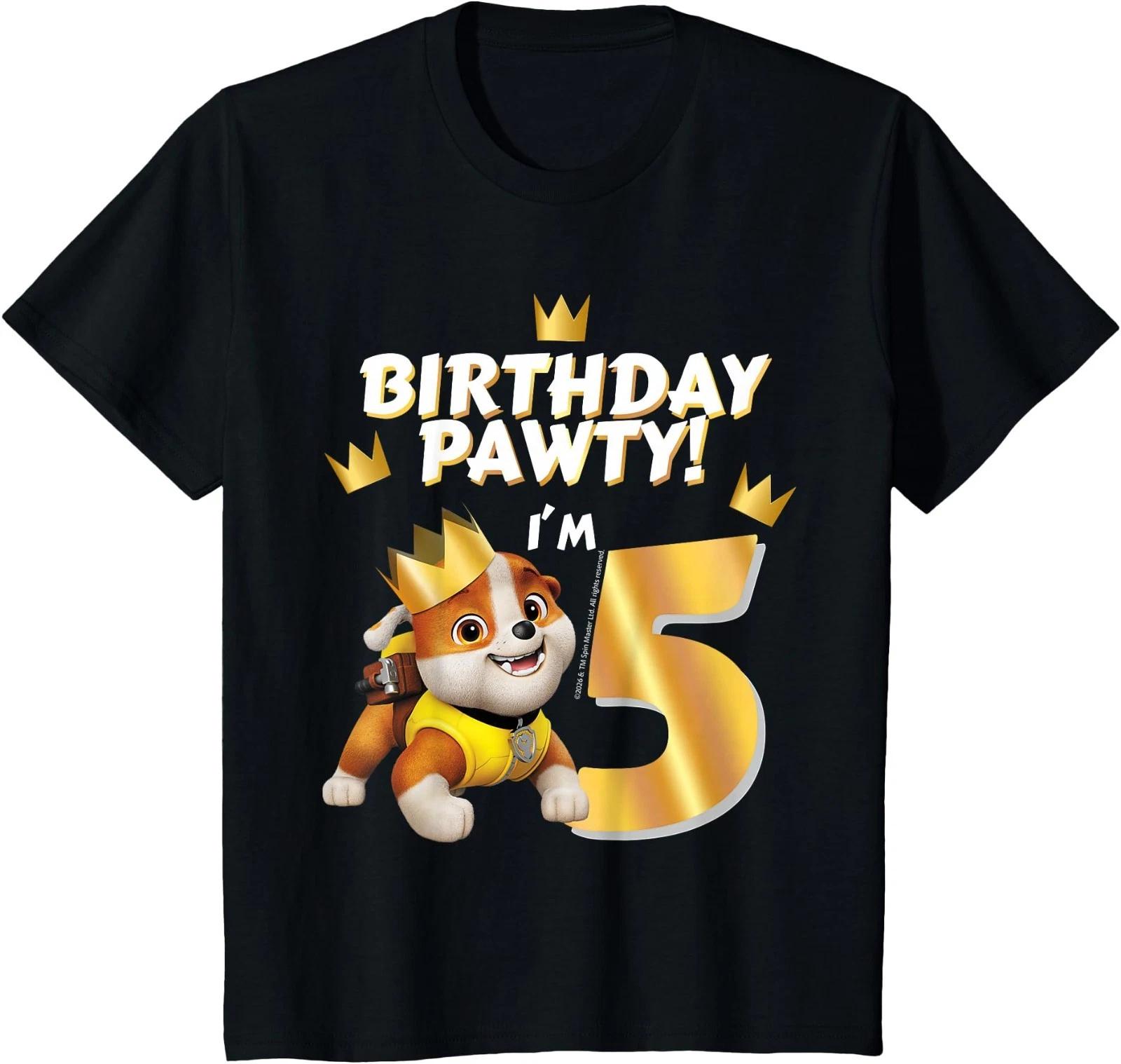 

Official Paw Patrol Rubble Birthday Pawty I m 5 Party T-Shirt M
