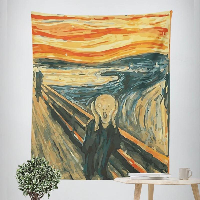 Vintage Oil Painting Pattern Decorative Tapestry Home Wall Decor Office Living Room Tapestry