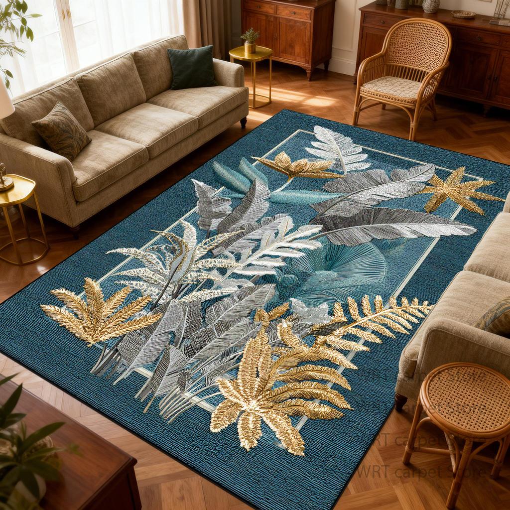 Light Luxury Plant Style Living Room Carpet Bedroom Lounge Large Area Decoration Rugs Home Non-slip Washable Door Mat Outdoor