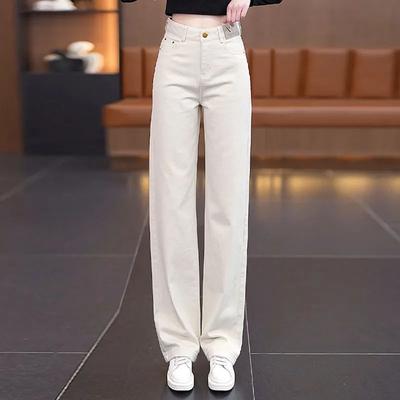 Spring/summer Women's High-waisted Jeans Loose Wide-leg Jeans Straight-leg Pants